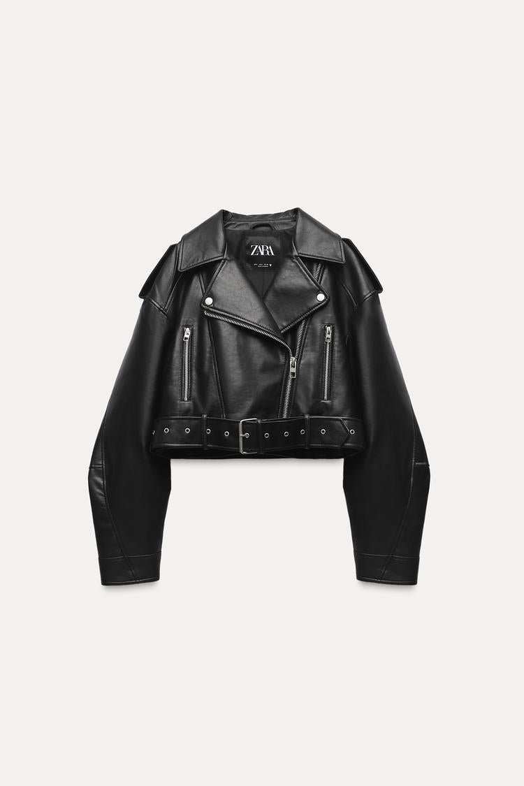 BLOUSON BIKER MATIÈRE SYNTHÉTIQUE