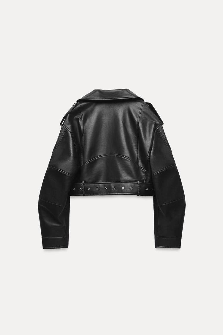 BLOUSON BIKER MATIÈRE SYNTHÉTIQUE