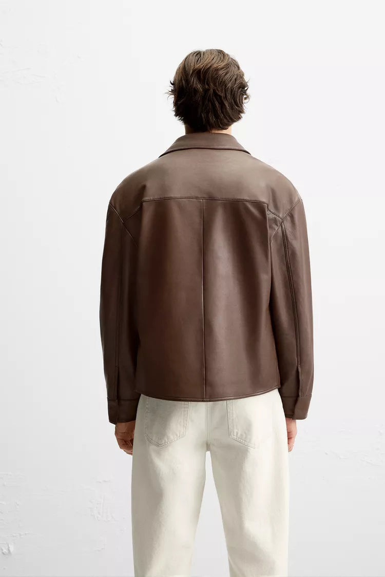 Blouson en cuir avec poches