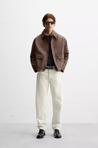 Blouson en cuir avec poches